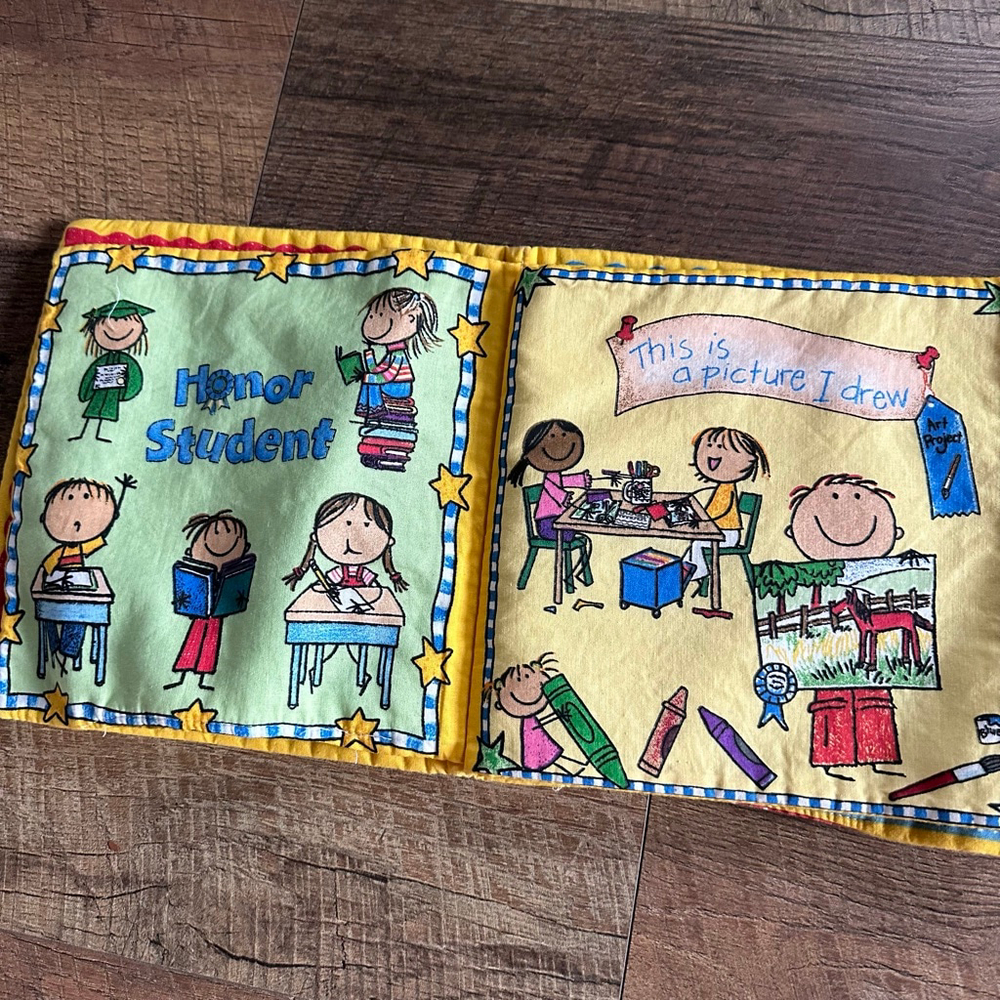 Handmade Soft Fabric Quiet Book – School Theme Cloth Activity Book for Kids - Picture 5 of 7
